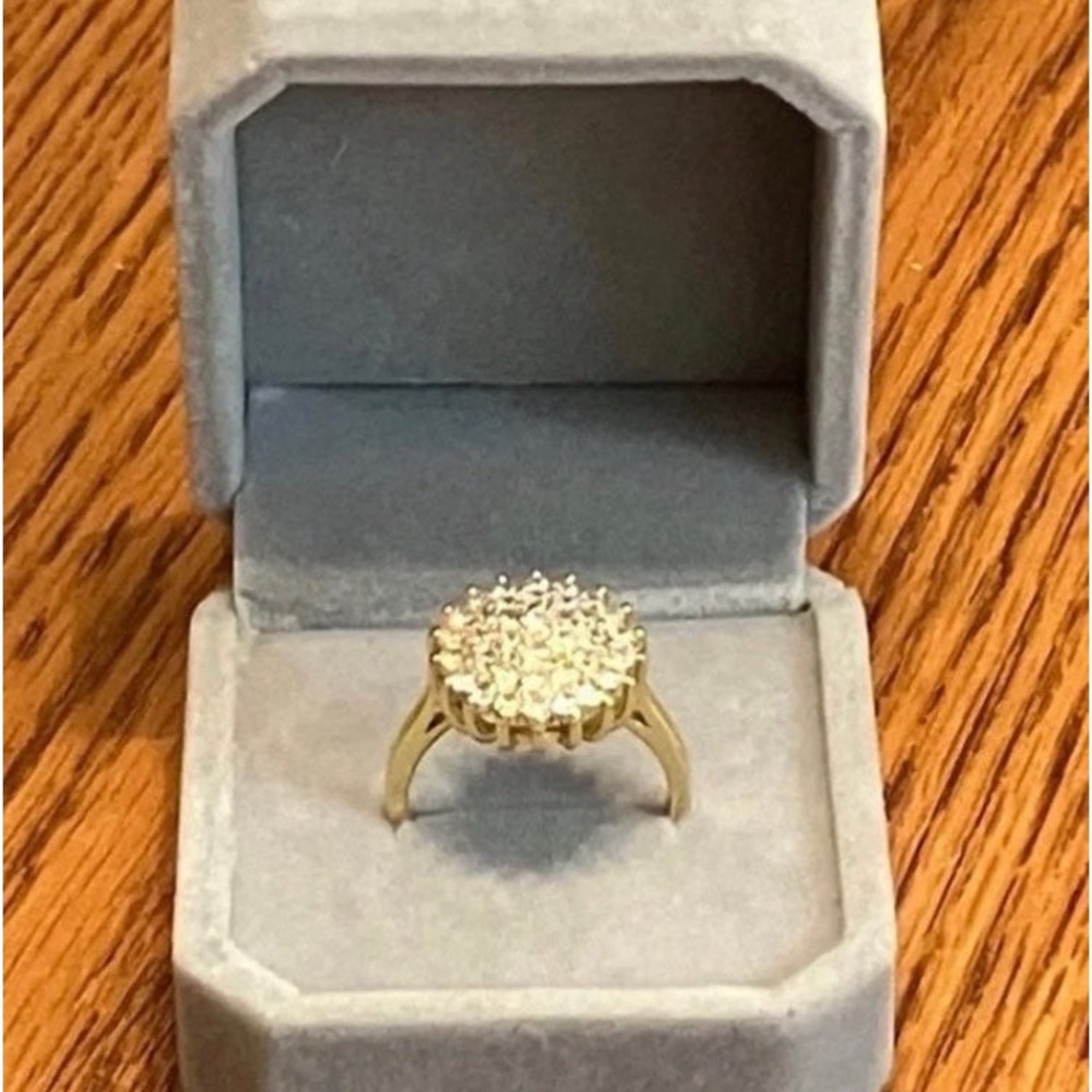 14KT Yellow Gold 3CT Halo Diamond Cluster Engagement Wedding Ring - Picture 2 of 10